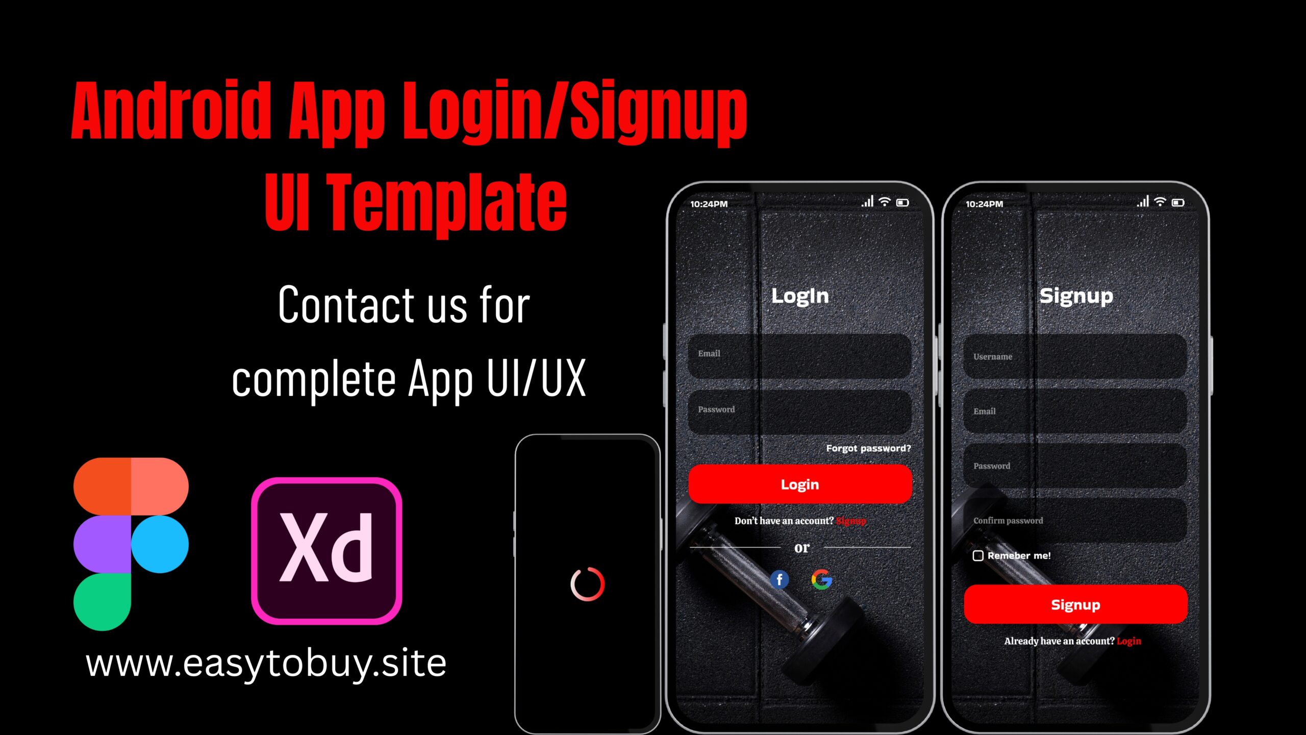 Mobile App Login/Signup Page UI with Loading Animation